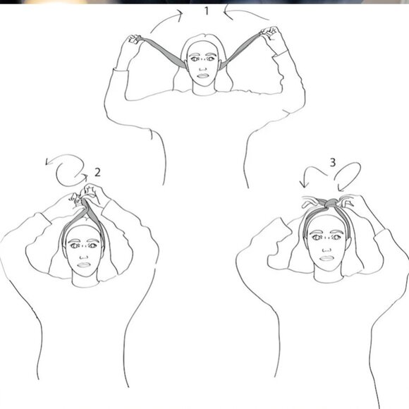 Handcrafted - Tie headband / Twist Bow - mix fabric Burgundy - white - Adult OZ - Picture 2 of 8